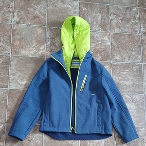 Hawke & Co Kids Blue and Bright Green Puffer Jacket